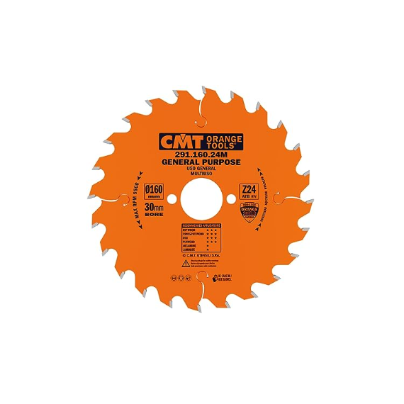 Disco Sierra Madera Cmt - 160 Mm X 2,6 Mm X 30 Mm - 24 Dientes - 291.160.24m