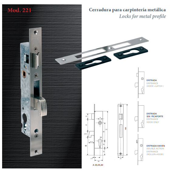 Cerradura Carpintería Metálica 20mm Gancho -