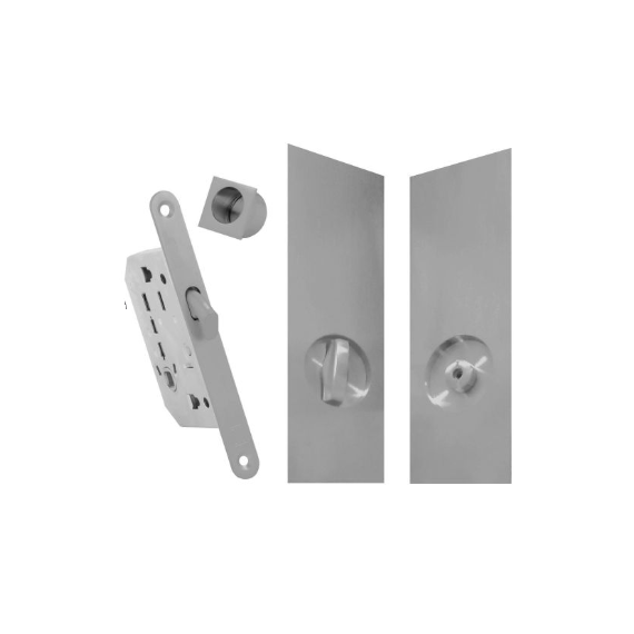 Kit Cerradura Con Condena Y Desbloqueo Con Placa 200x70 Mm En Acero Inox - Modelo 5007