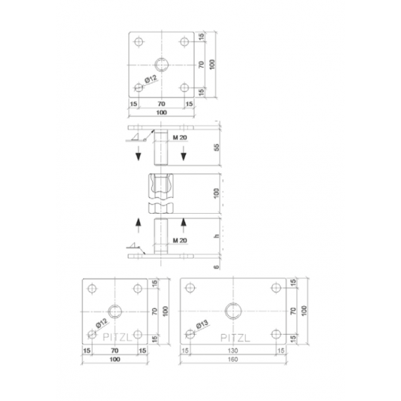 Base Regulable Para Viga - Dimensionado 100 X 100 X 6 Mm - Guanxe Atlantic Marketplace