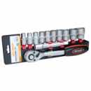 Juego Chicharra 1/2" - Incluye Extensión Y 10 Vasos - Marca Airmec - Cromo Y Vanadio