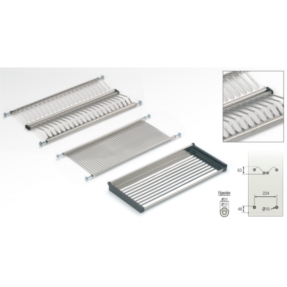 Juego Escurreplatos Inoxidable - Modelo 2 De 40 Cm - F13140