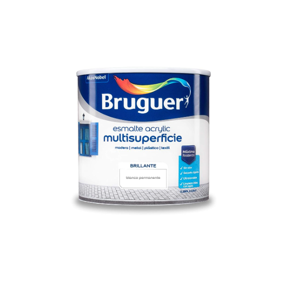 Bruguer Esmalte Acrílico Multisuperficie - Brillante Blanco Permanente - Formato De 250 Ml