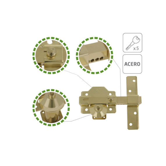 Kit Cerrojo Y Cilindro - Acero Oro - 88 X 153 Mm - Modelo 1 - Guanxe Atlantic Marketplace