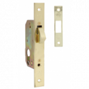 Cerradura Embutir Con Pico De Loro Latonado Barnizado 40 Mm - Modelo 500