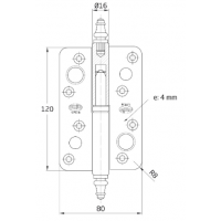 Bisagra Pernio Laton Cromado Izquierda 120 X 80 Mm - Modelo 516