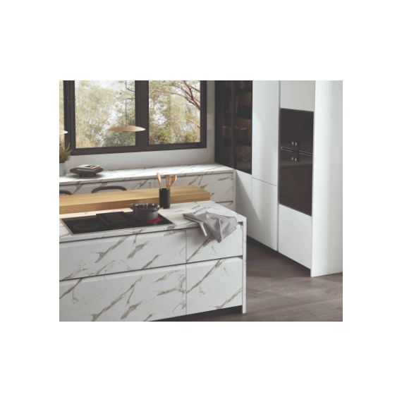 Encimera Acabado Mármol Blanco En Dimensionado De 366 Cm X 63 Cm X 3.0 Cm Y Radio R3