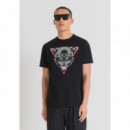 Camiseta Regular Fit de Tejido de Punto de Algodón con Estampado de Lobo de ANTONY MORATO