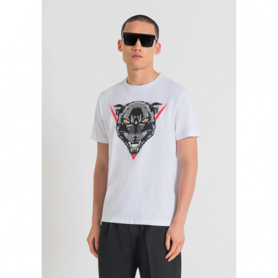 Camiseta Regular Fit de Tejido de Punto de Algodón con Estampado de Lobo de ANTONY MORATO