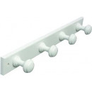 Perchero Madera  4 Pomos Redondo  Blanco Lacado
