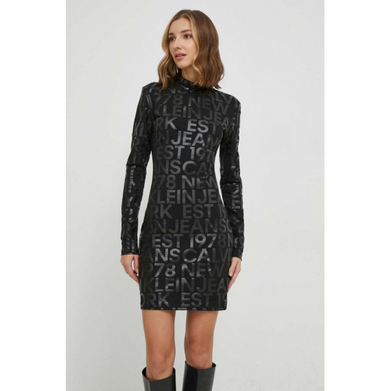 Logo Aop Long Sleeve Dress Tone On Tone  CALVIN KLEIN