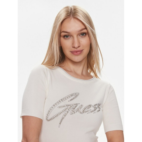 Grace Logo Rn Ss Swtr Cream White  GUESS