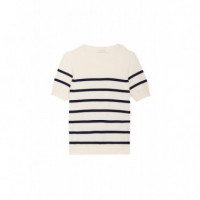 Jerséis y Sudaderas Top LA PETITE ÉTOILE de Punto Murlo Ecru Marine