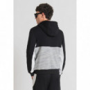 Sudadera con Capucha Regular Fit de Mezcla de Algodón con Cremallera y Logotipo Estampado de ANTONY MORATO