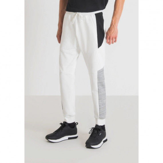 Pantalones Regular Fit de Felpa de Mezcla de Algodón Elástico con Bandas Laterales en Contraste de ANTONY MORATO