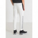Pantalones Regular Fit de Felpa de Mezcla de Algodón Elástico con Bandas Laterales en Contraste de ANTONY MORATO