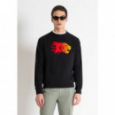 Sudadera Regular Fit de Algodón Mixto y Poliéster Sostenible con Estampado Flock de ANTONY MORATO