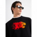 Sudadera Regular Fit de Algodón Mixto y Poliéster Sostenible con Estampado Flock de ANTONY MORATO