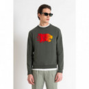 Sudadera Regular Fit de Algodón Mixto y Poliéster Sostenible con Estampado Flock de ANTONY MORATO