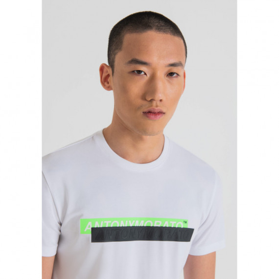 Camiseta Super Slim Fit de Algodón Elástico con Logotipo Estampado de Goma de ANTONY MORATO