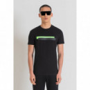 Camiseta Super Slim Fit de Algodón Elástico con Logotipo Estampado de Goma de ANTONY MORATO
