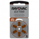 Pila RAYOVAC 312 para Audífonos Pack de 6