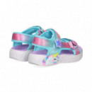 Sandalia+luces Unicornio Cielo/rosa  SKECHERS