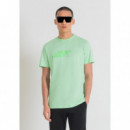 Camiseta Regular Fit de Algodón con Logotipo Estampado Frontal de ANTONY MORATO