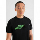 Camiseta Regular Fit de Algodón con Logotipo Estampado Frontal de ANTONY MORATO