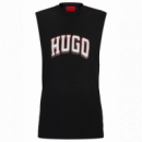 Camiseta sin Mangas HUGO Espalda de Malla y Logo Frontal Negra