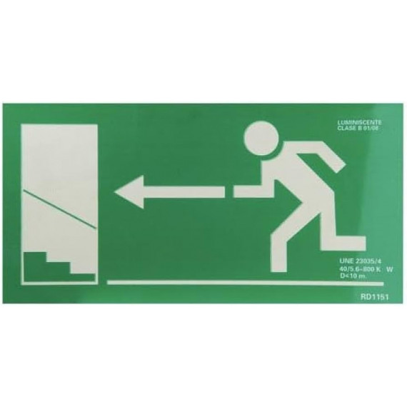 Cartel Fluorescente Subida Escalera Izquierda