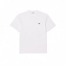 Camisetas Hombre Camiseta LACOSTE de Corte Clásico de Punto de Algodón Blanca