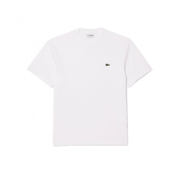 Camisetas Hombre Camiseta LACOSTE de Corte Clásico de Punto de Algodón Blanca