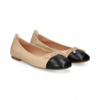 Bailarina Punta Negro Piel Beige  UNISA - Guanxe Atlantic Marketplace