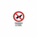 Cartel PVC Prohibido la Entrada con Perros 40X30