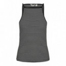 Camisetas Mujer Top VERO MODA Aware sin Mangas Iwett Negra de Rayas