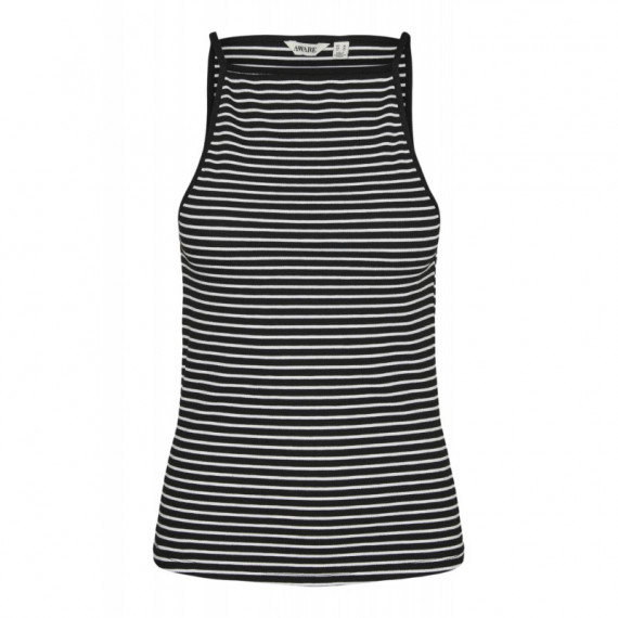 Camisetas Mujer Top VERO MODA Aware sin Mangas Iwett Negra de Rayas