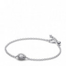 PANDORA Pulsera en Plata de Ley Halo Brillante Corte Pera​ 593001C01