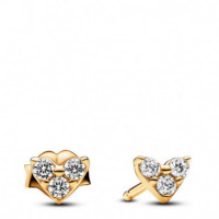 PANDORA Gema​pendientes de Botón con un Recubrimiento en Oro de 14K Corazón Triple 263003C01