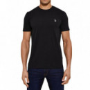 Camiseta U.S Polo ASSN negra logo bordado blanco