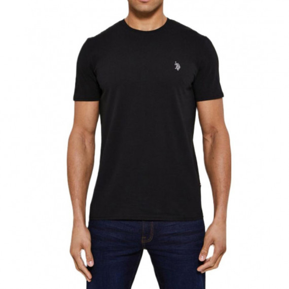 Camiseta U.S Polo ASSN negra logo bordado blanco
