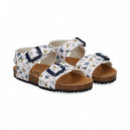 Sand+hebillas  Bio Estampada Blanco/azul  GARVALIN