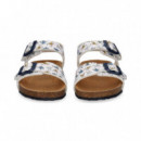 Sand+hebillas  Bio Estampada Blanco/azul  GARVALIN