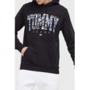 Sudadera TOMMY JEANS Negra Logo Estampado Pb