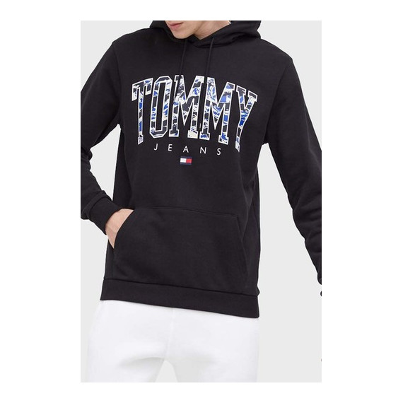Sudadera TOMMY JEANS Negra Logo Estampado Pb