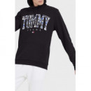 Sudadera TOMMY JEANS Negra Logo Estampado Pb