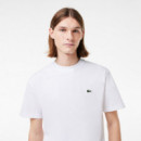 Camiseta de Corte Clásico de Punto de Algodón  LACOSTE