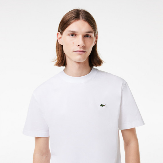 Camiseta de Corte Clásico de Punto de Algodón  LACOSTE