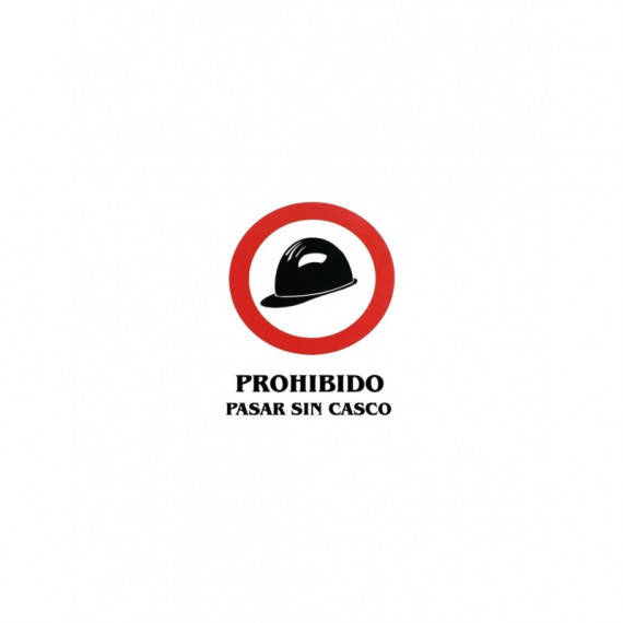 Adhesivo Prohibido Pasar sin Casco 11X15