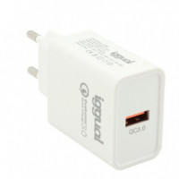 IGGUAL Cargador 1XUSB Carga Rápida QC3.0 18W